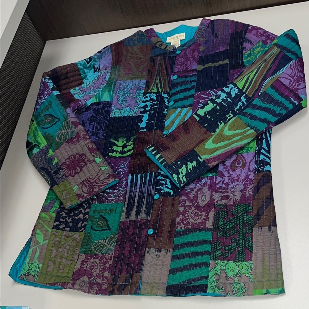 Appleseed's Patchwork Quilted Reversible Jacket in patch work and Teal PS